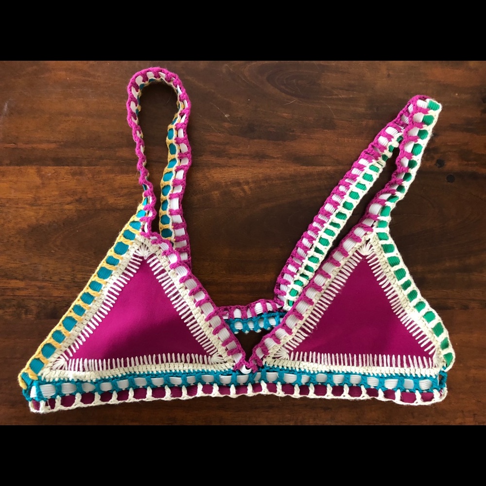 Kiini Coco bikini swimsuit crochet top fuscia